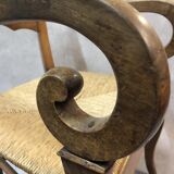 Ancient walnut chair - straw