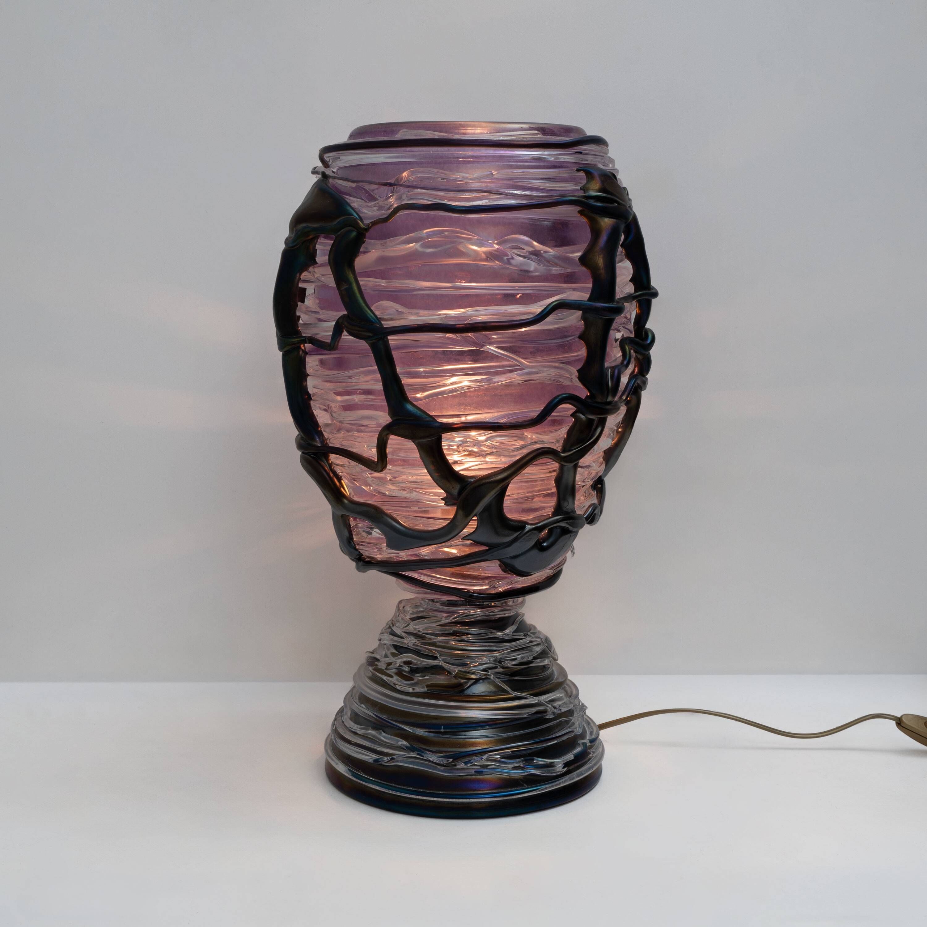Exceptional Sculptural Murano Glass Table Lamp, Unique Piece, 1990