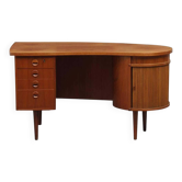 Danish teak kidney desk from the 1950s — organic shape and drum.