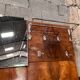 Art deco entrance wardrobe in mahogany veneer with 6 partères, double rod and mirror - 1940