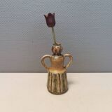 Beautiful ceramic vase in the shape of a lady, in multicolored glaze. Denmark 1970-80s