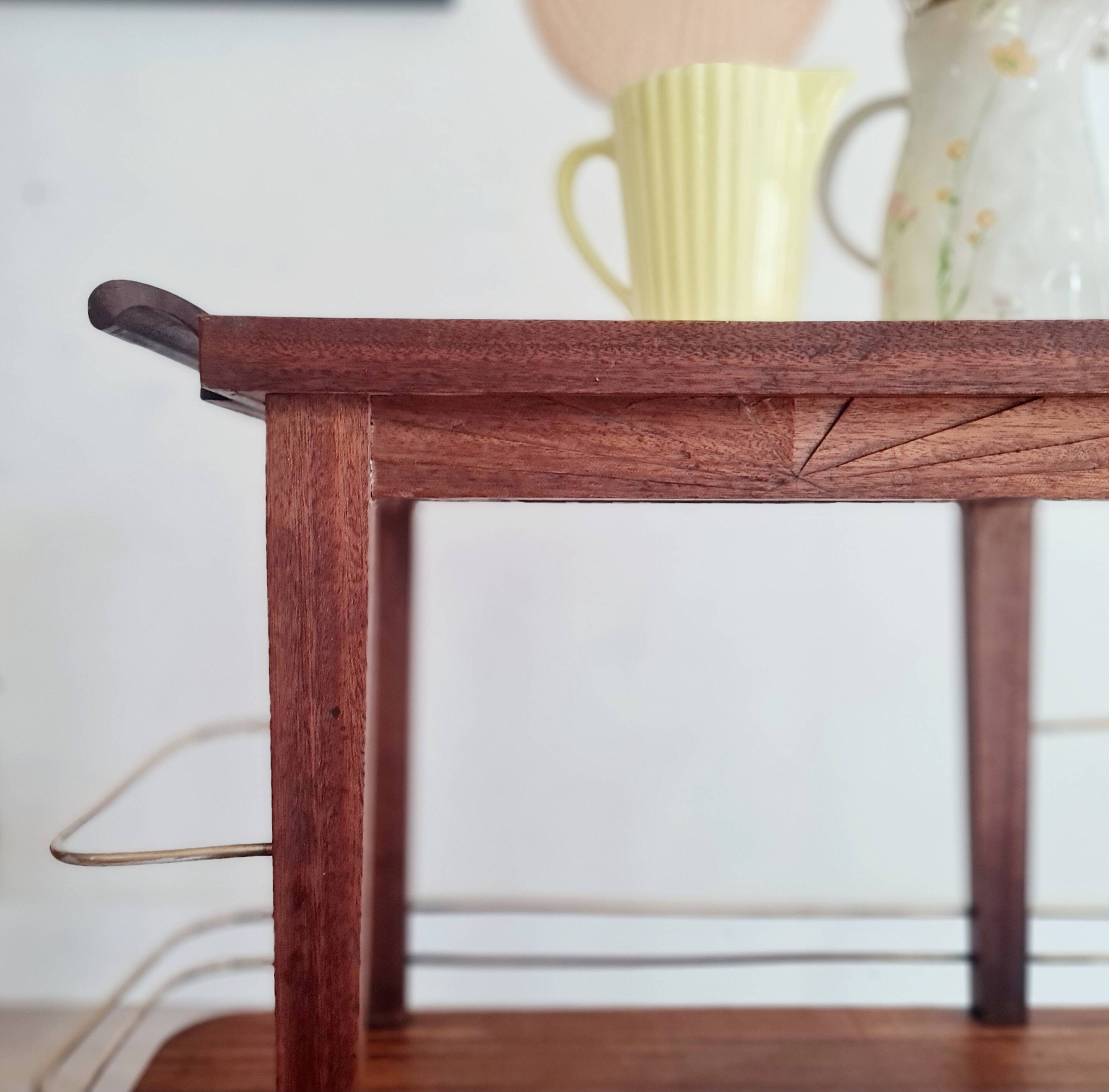 Desserte Art déco bois et laiton - petit modèle