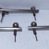 three art deco bronze handles silver tone cover