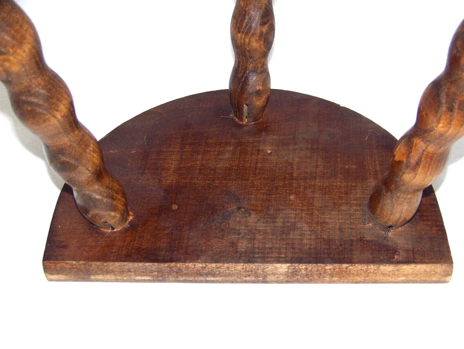 French vintage traditional handmade half moon milking stool with bobbin leg