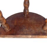 French vintage traditional handmade half moon milking stool with bobbin leg