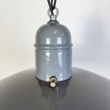 Industrial Grey Enamel Factory Pendant Lamp, 1960s