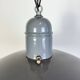 Lampe suspendue en émail gris industriel, années 1960
