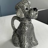 Vintage grey poodle-shaped pitcher – Zoomorphic ceramic carafe