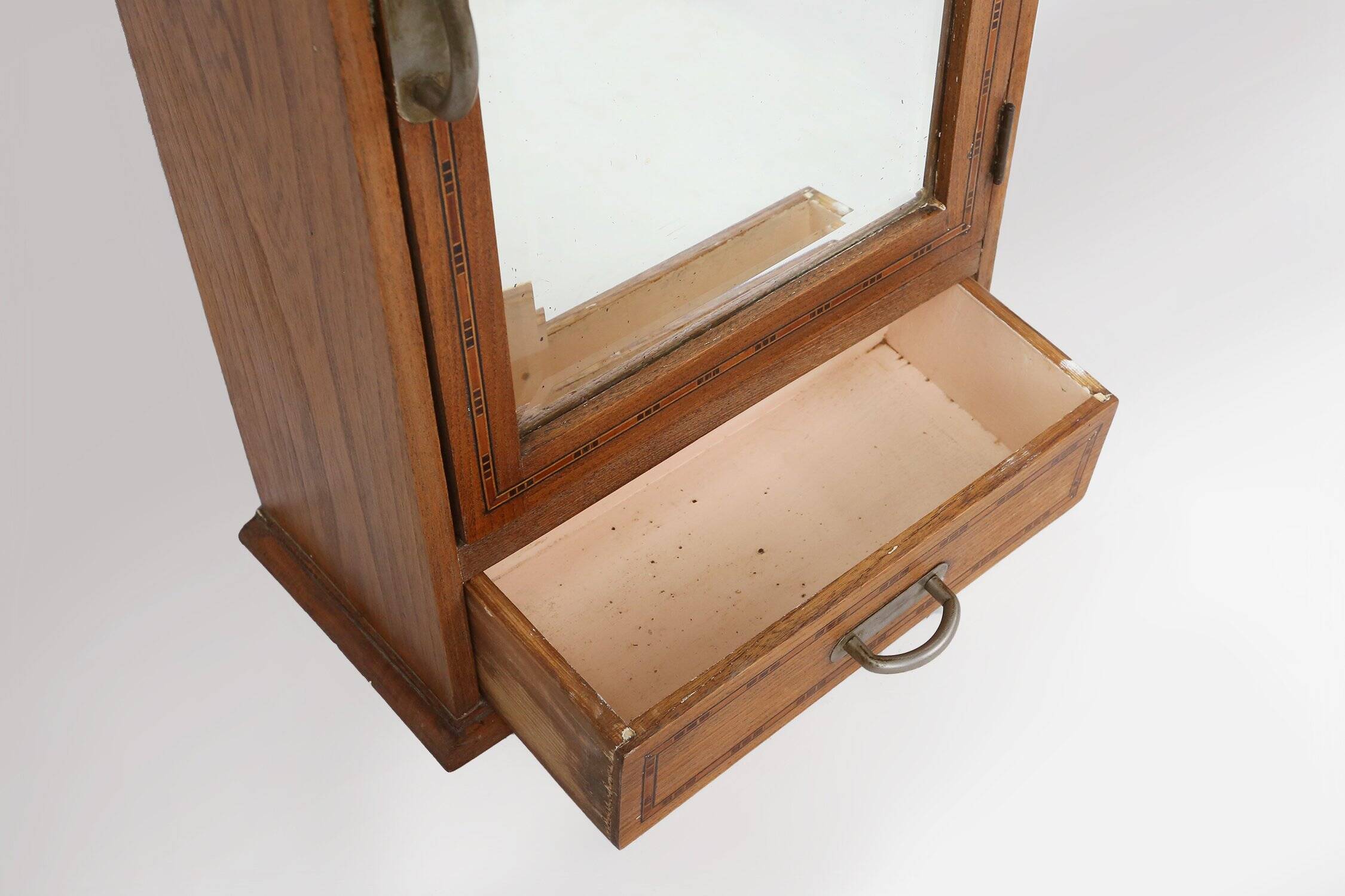 Art Deco Shaving Cabinet in Oak with Mirror, France, 1930s