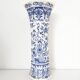 Octagonal vase blue birds BFK Boch Frères Kéramis 42 cm