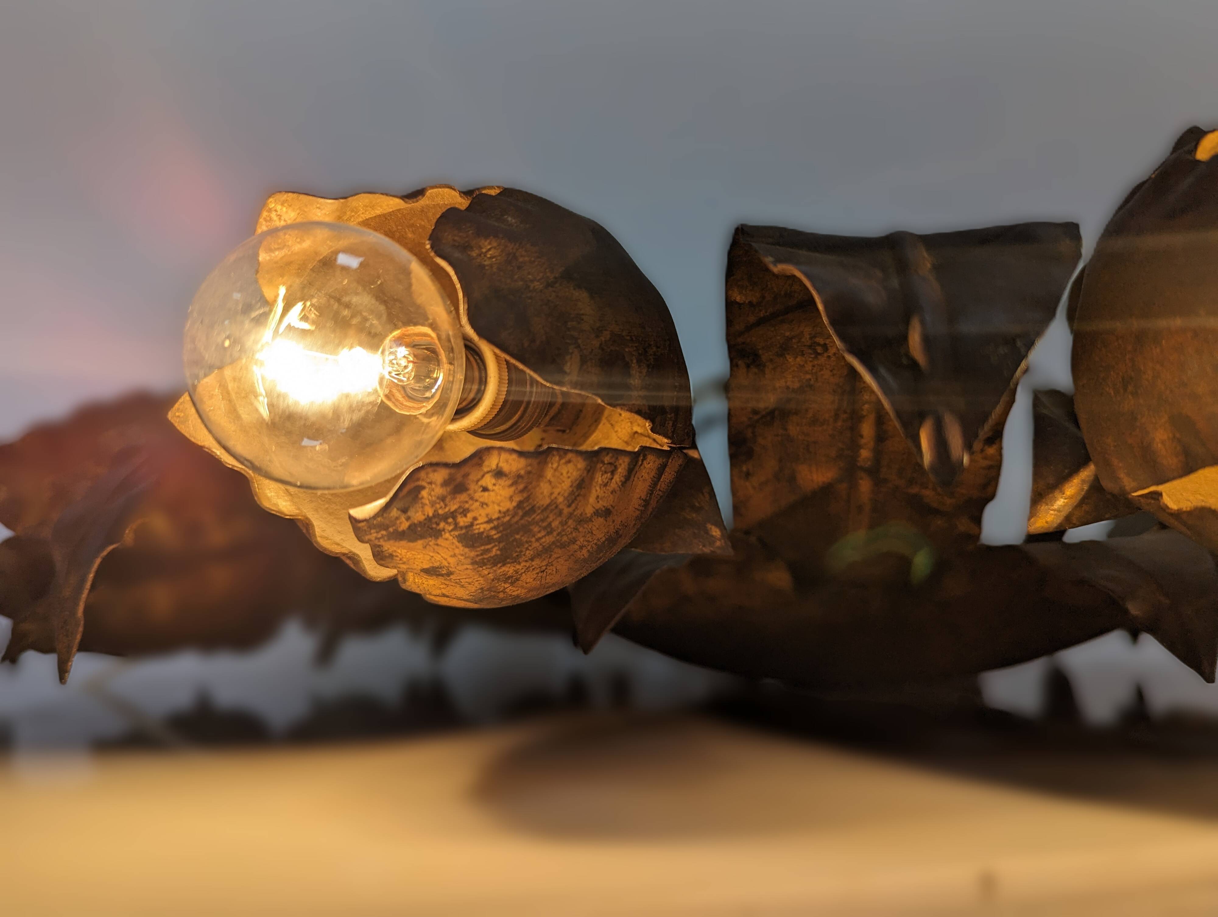 Large gilt floral sunurst lamp 1950s