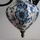 Lustre vintage fer forgé opaline et céramique