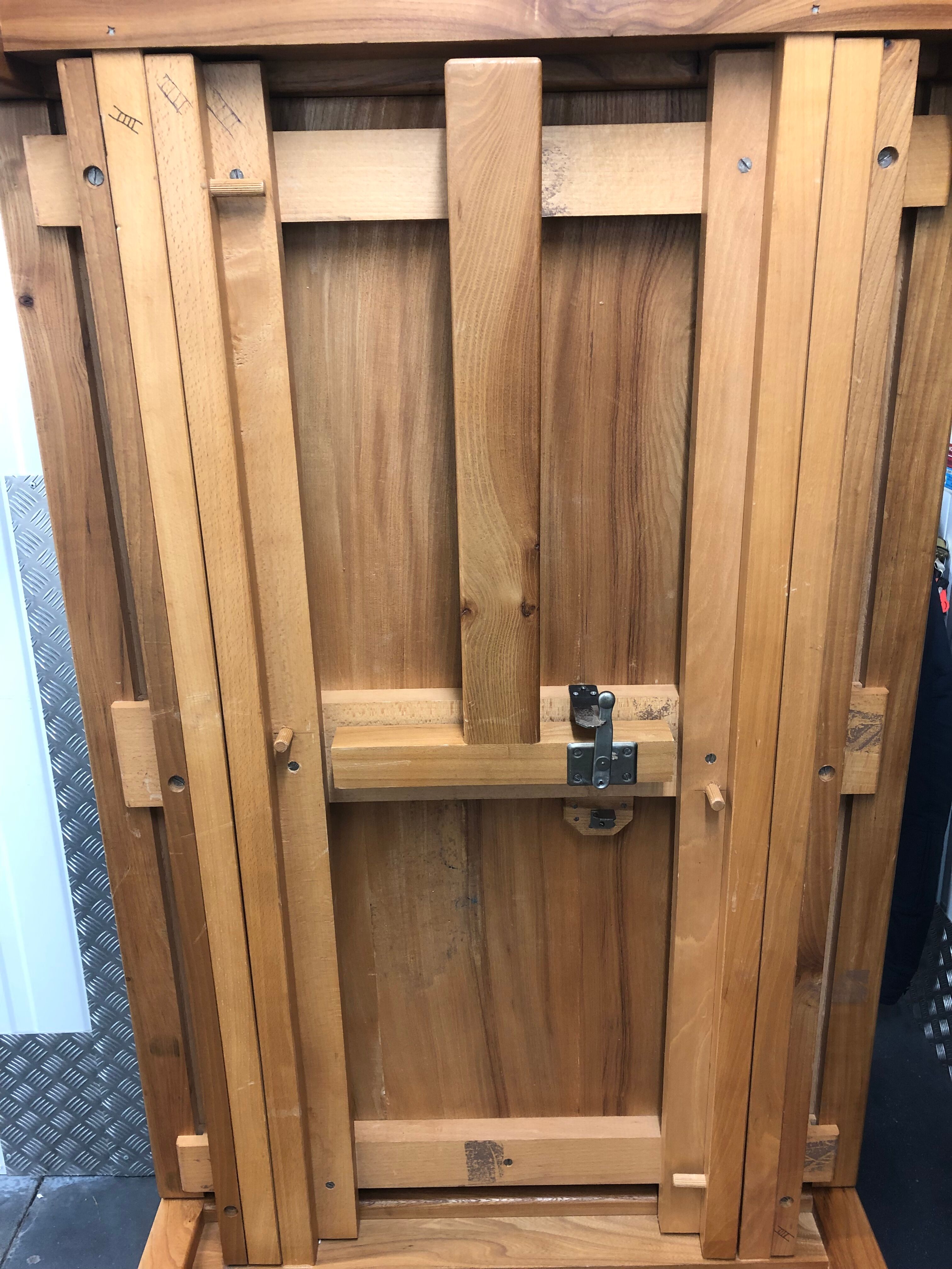 Massive elm table 2 extensions Maison Regain circa 1970