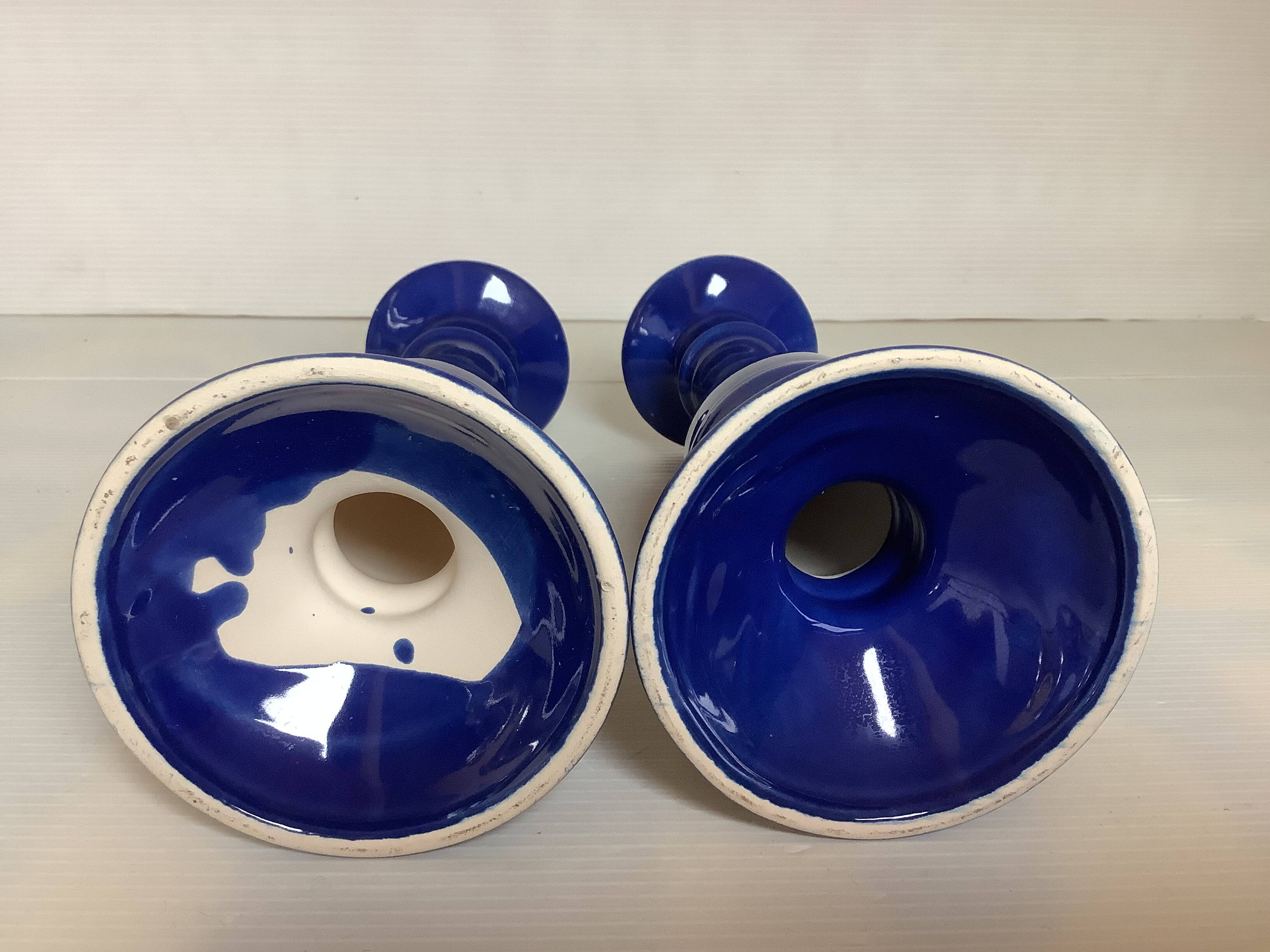 Pair of midnight blue candlesticks