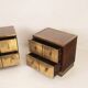 Aldo Frigerio Italian Walnut Burl and Gold-Laminated Brass Bagdad Nightstands