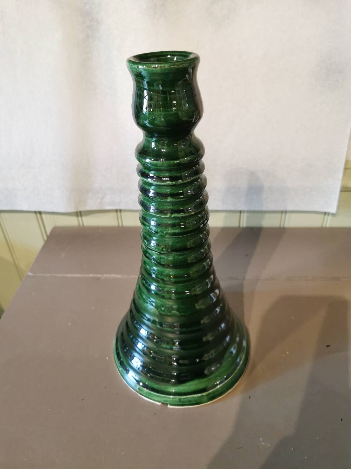 Large green ceramic candle holder Morocco
