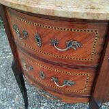 Commode ancienne style louis xv marqueterie plateau marbre