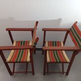 Pair of folding garden armchairs