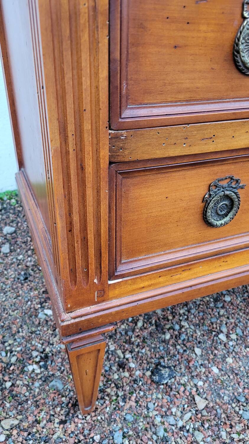 Louis xvi style chest of drawers in cherry wood 3 drawers