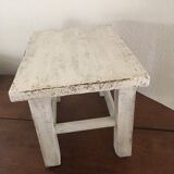 Wooden patinated in white footrest