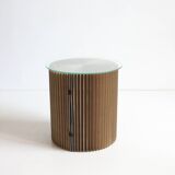Cardboard Harmonica Side Table With Glass Top, 1970s