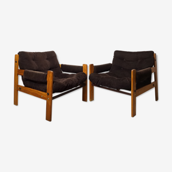 Pair velvet armchairs 70