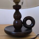 Turned wood table lamp