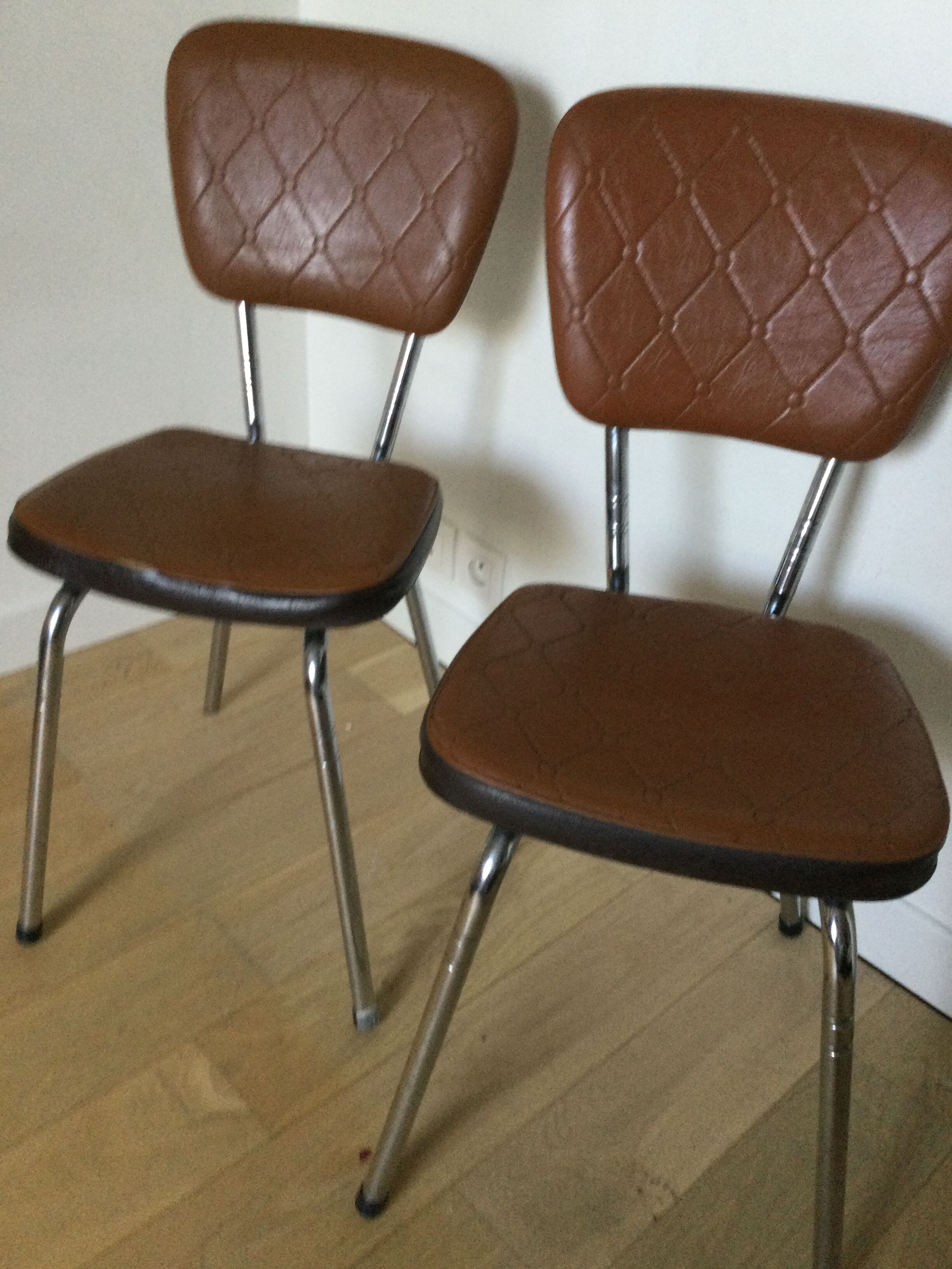 Vintage chrome and skai chairs