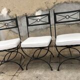 Lot of 4 wrought iron chairs and bronze from Roche Bobois
