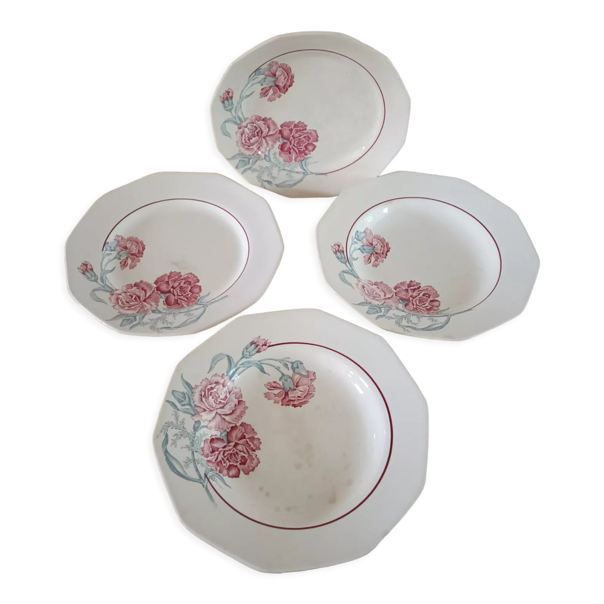 Set of four plates terra de fer Saint Amand
