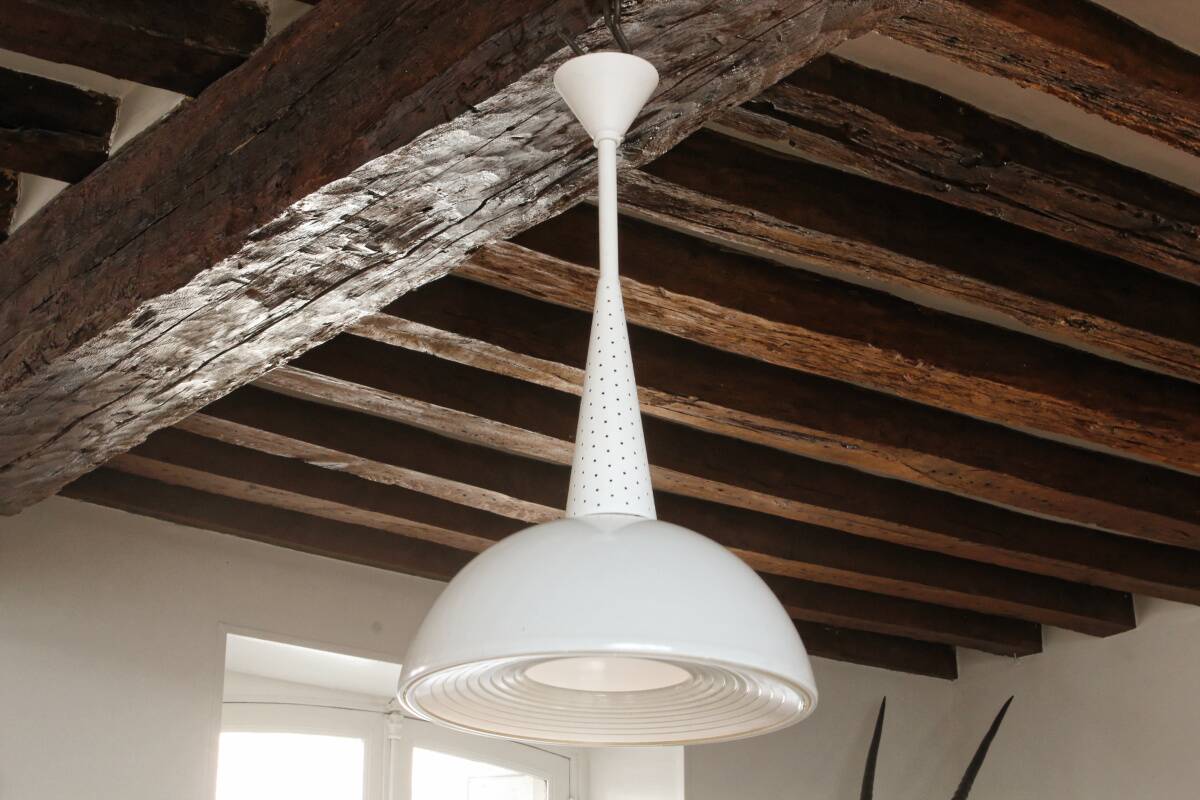 Mathieu Matégot for Holophane, modernist pendant, circa 1955-1960.