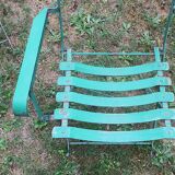 Pair of mid century distressed painted iron garden chairs