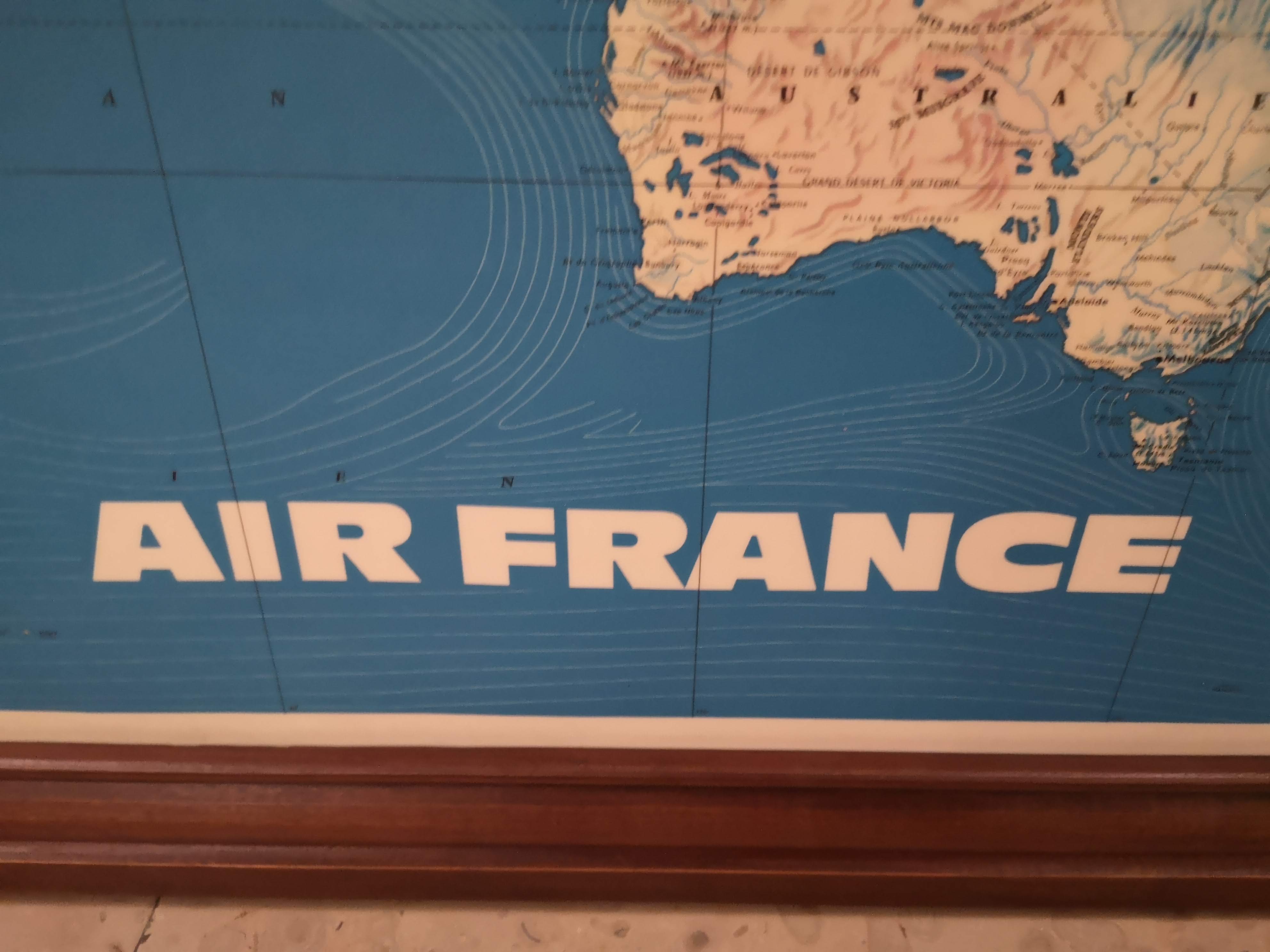 Map of the world Air France vintage Jean Massé 1970