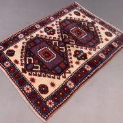 Old turkish kazak rug 129x91 cm vintage tribal carpet, red and blue large