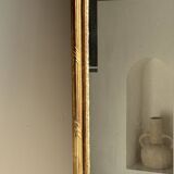 Large gilded mirror 19th century rounded corners mercury glass Louis XVI style