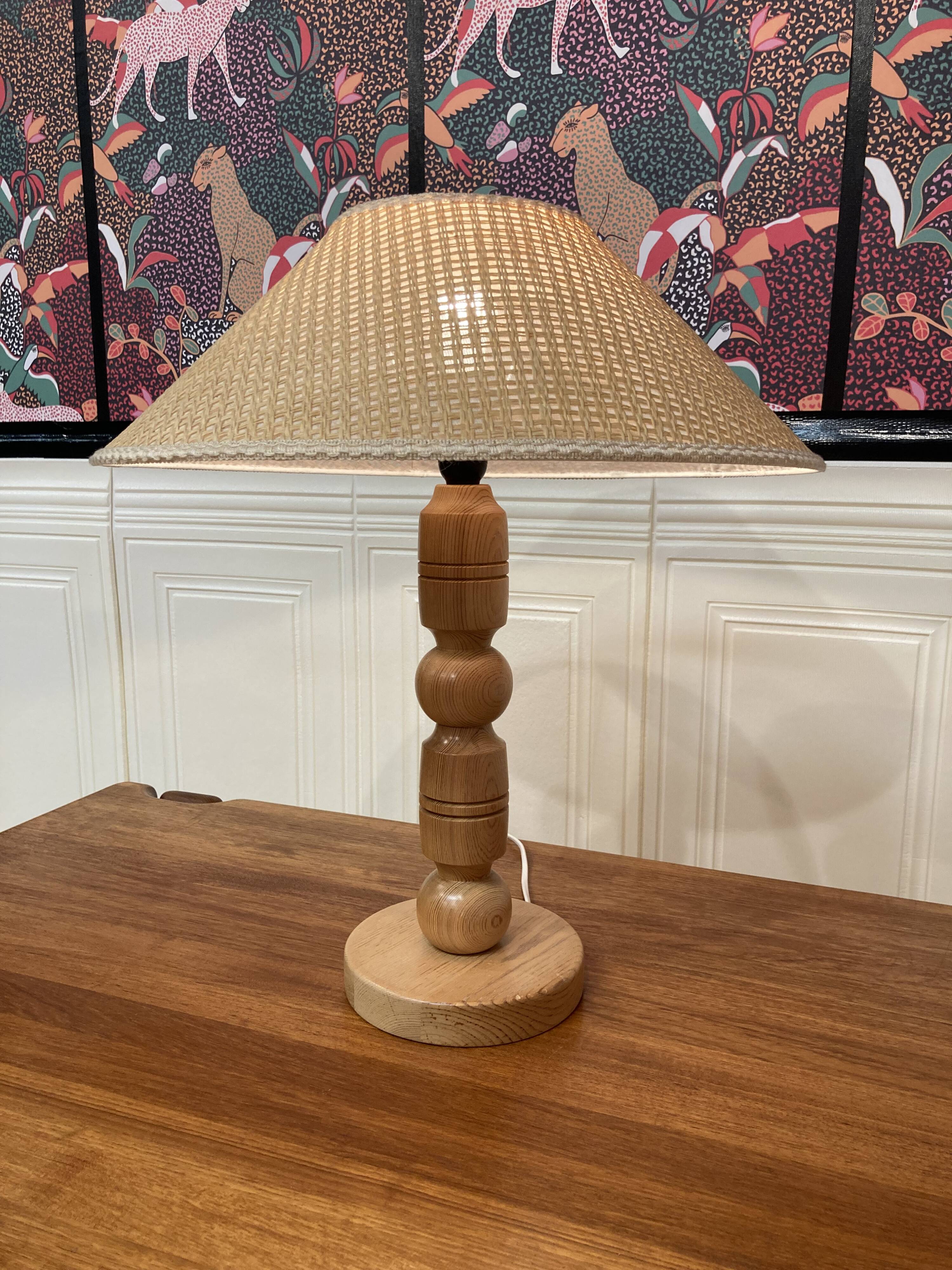 Solid wood lamp Scandinavian design 1960.