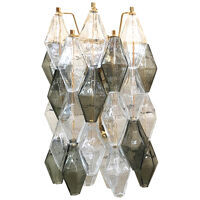 Transparent and fume’ “poliedri” murano glass wall sconce