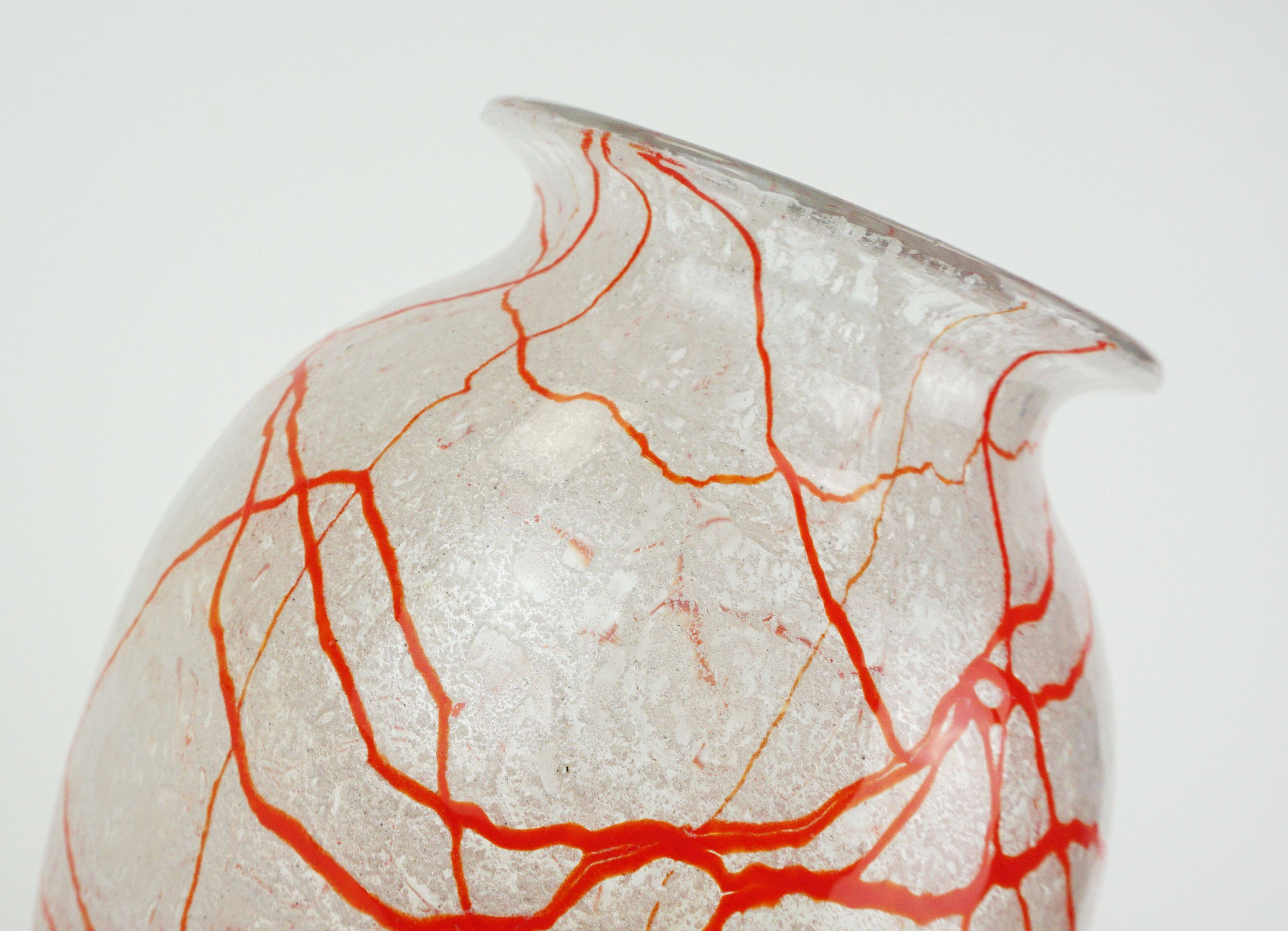 loetz klostermühle art deco glass VASE 1930s orange white and clear glass