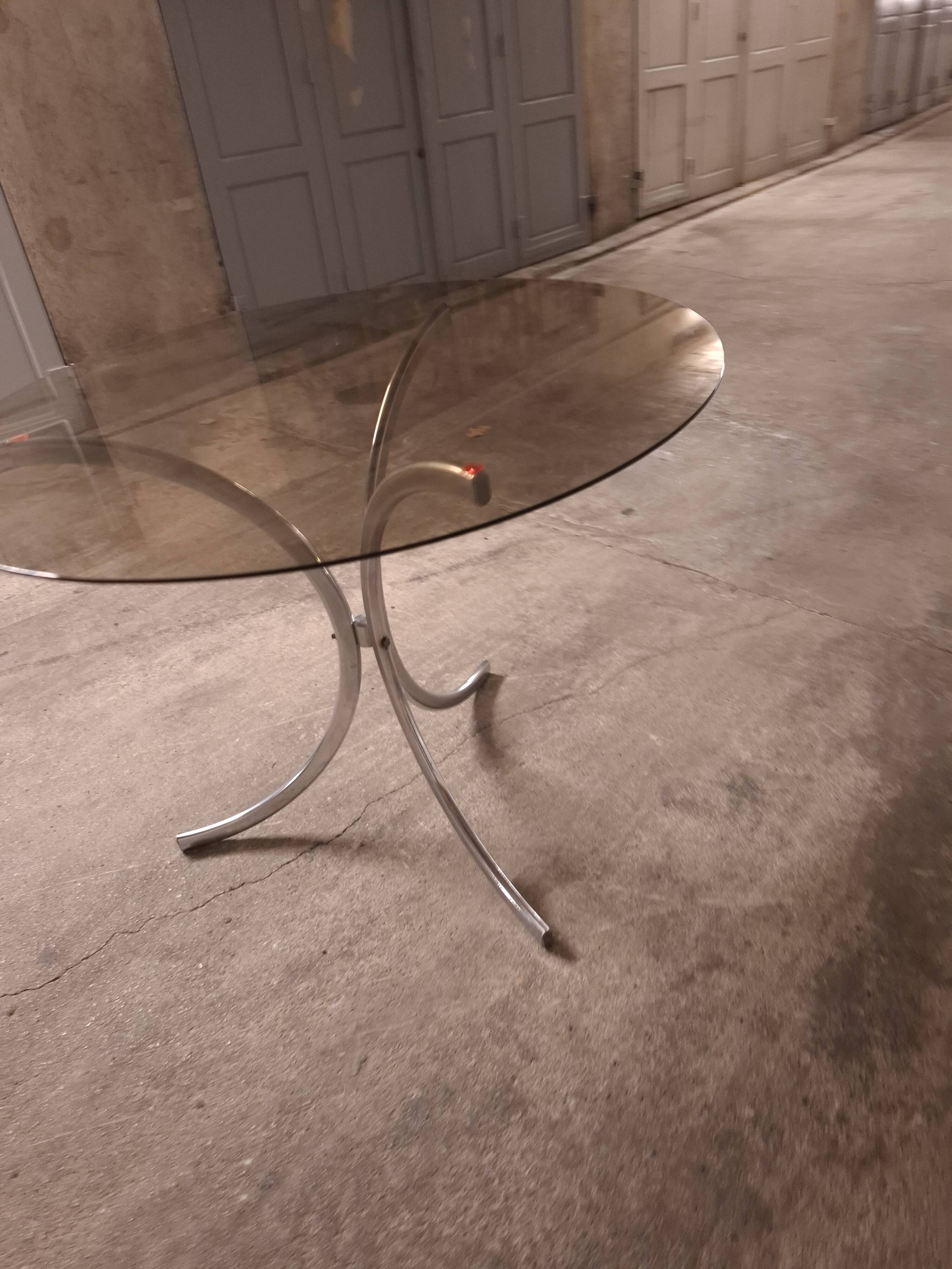 70's table Smoked glass, chrome legs