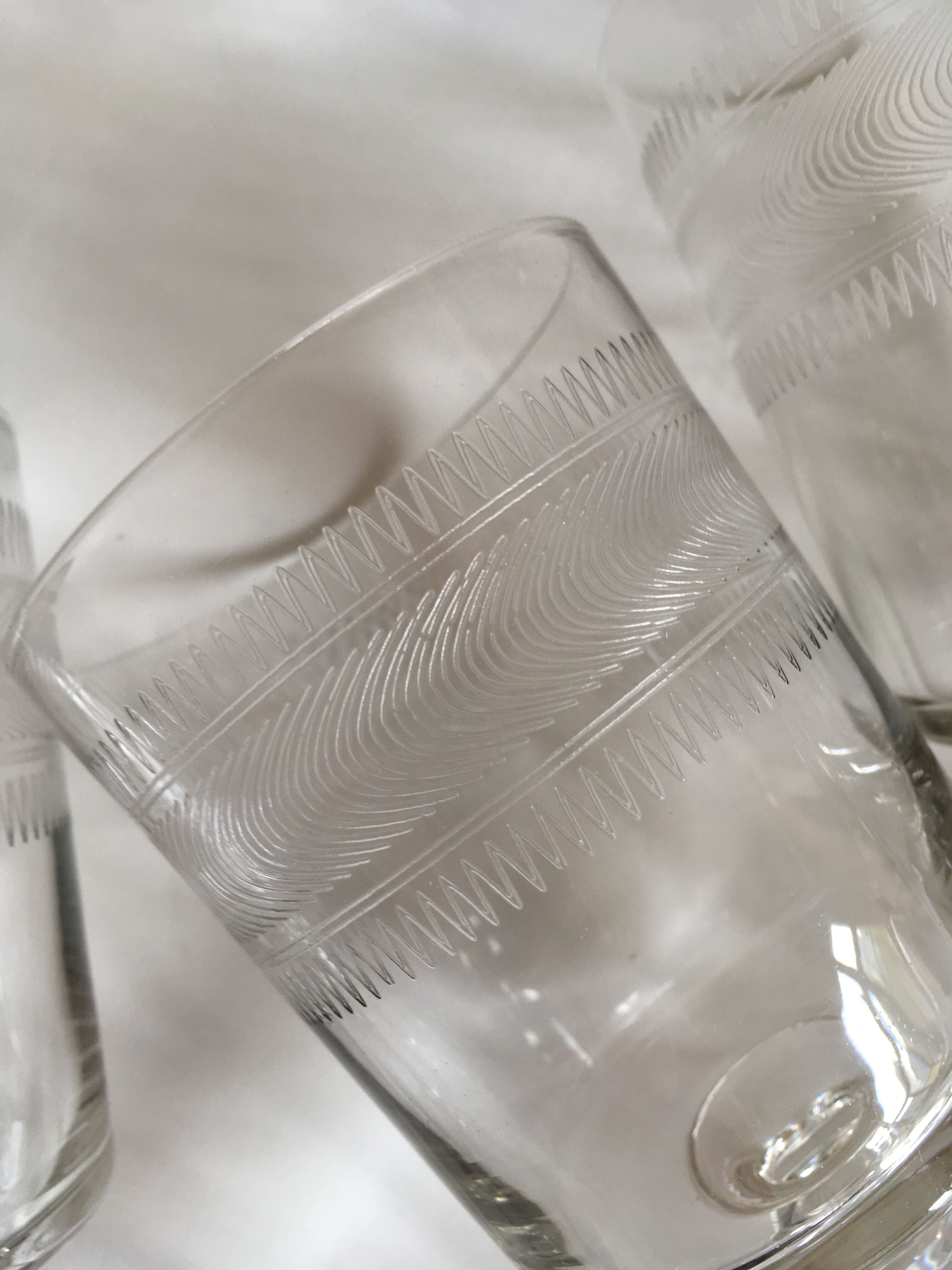 set of 9 serious roll 19th zigzag water glasses
