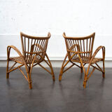 Pair of fan rattan chair