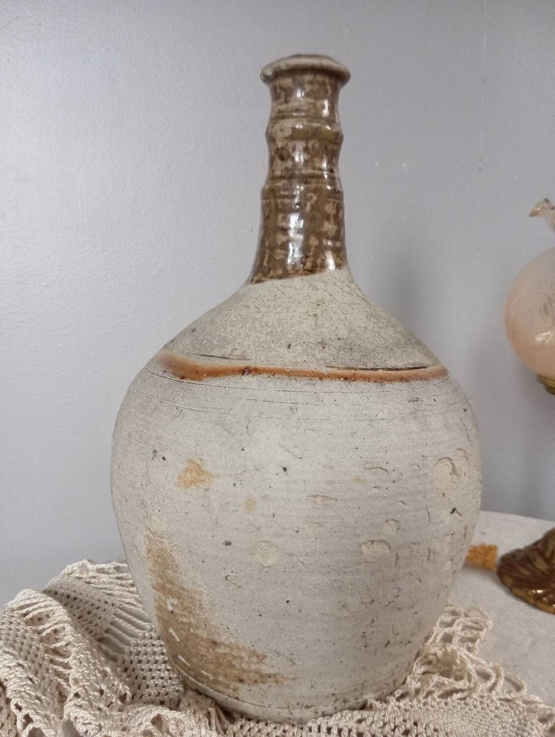 Cruche poterie antique grès brut imparfait, 18/19eme