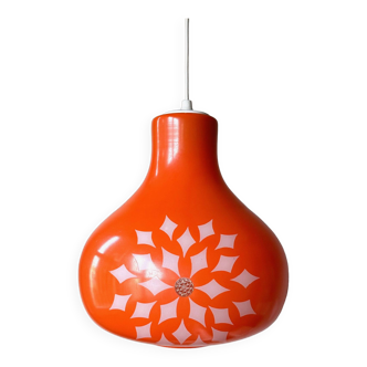 Vintage hanging lamp, glass lamp orange, 70's interior