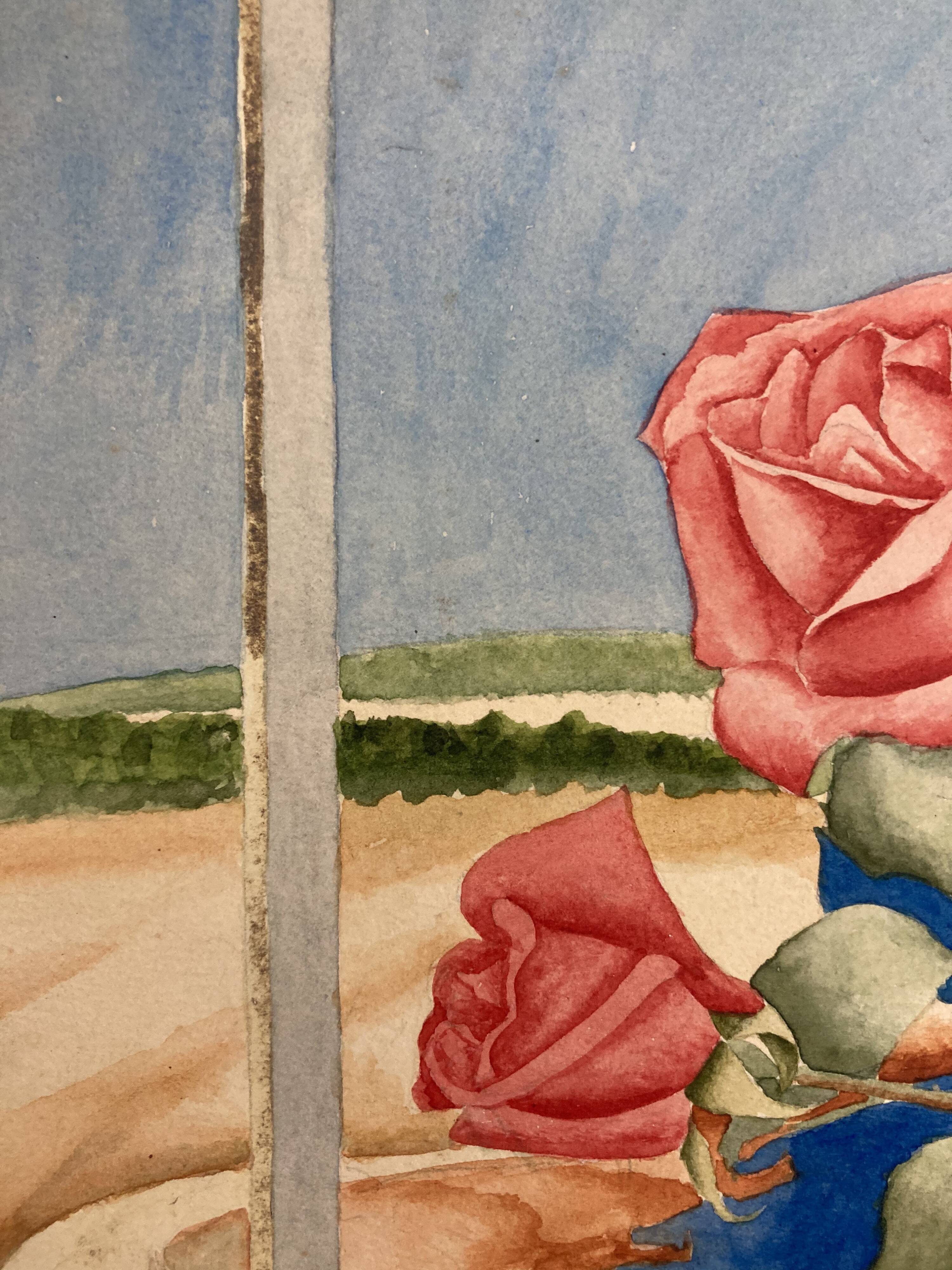 Watercolor with vintage bouquet