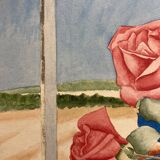 Watercolor with vintage bouquet