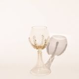 Pair of mouthblown wine goblets - large ribbed