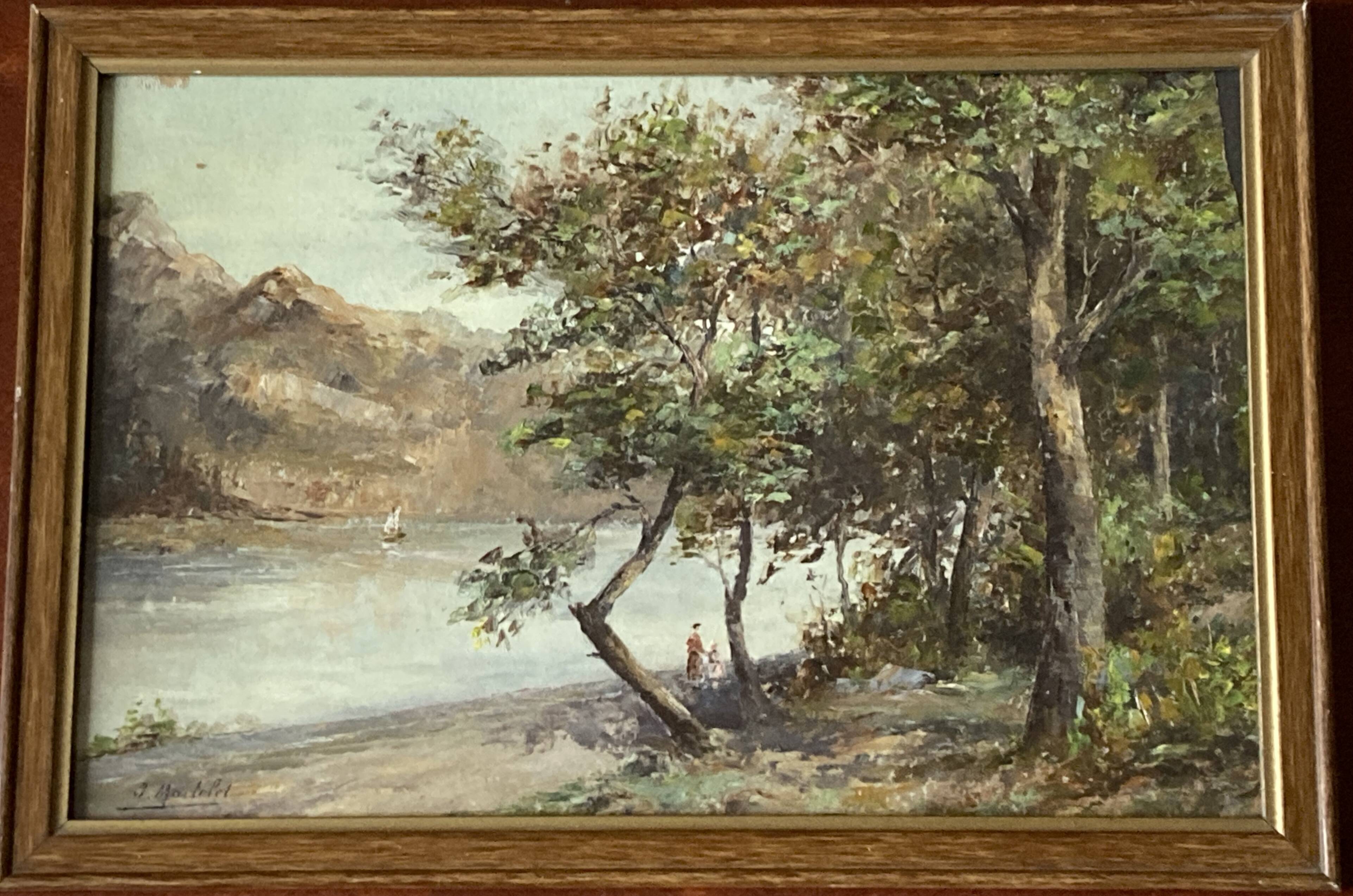 Tableau - Animated scene of Lake Bourget - Chatillon - Post-impressionism