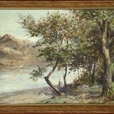Tableau - Animated scene of Lake Bourget - Chatillon - Post-impressionism