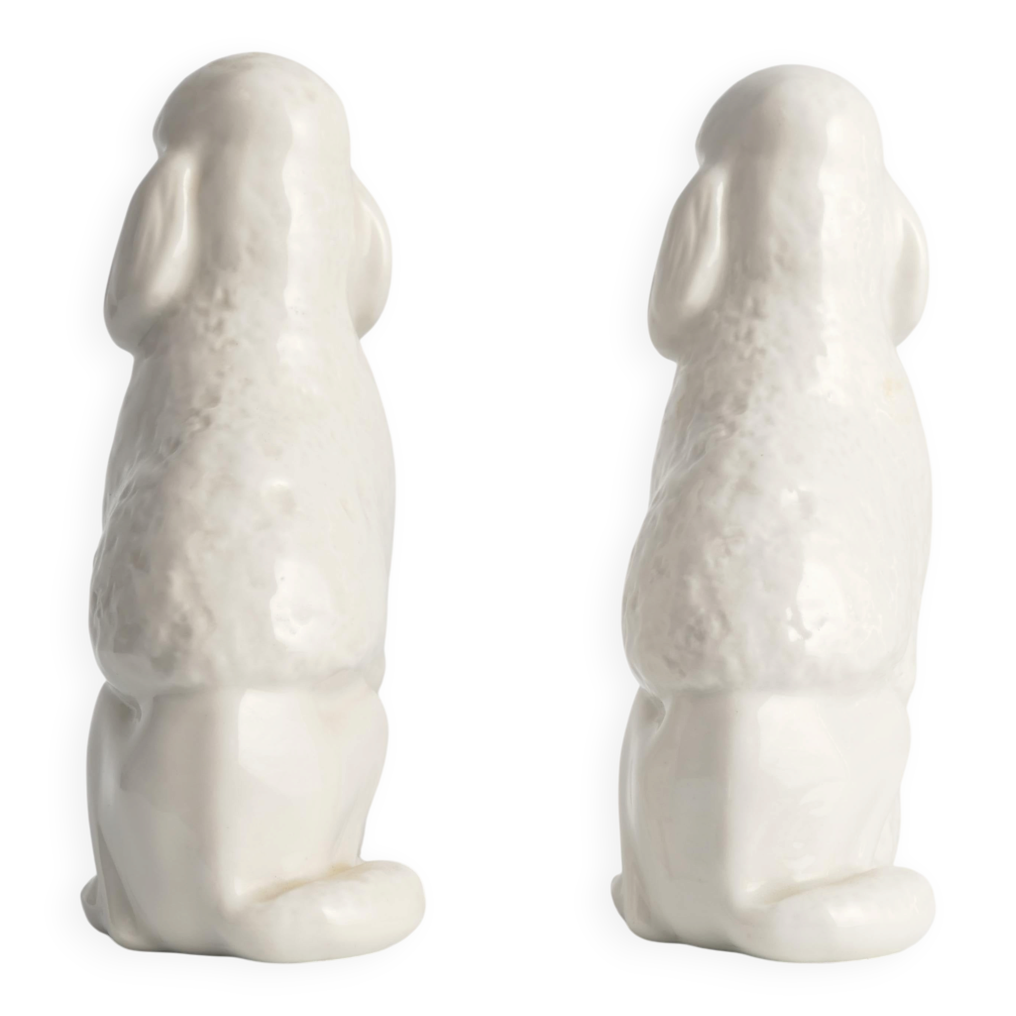 White Hand-Painted Porcelain Poodle Dogs by Lomonosov, Soviet, 1960s, Set of 2
