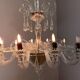 Venetian chandelier in transparent Murano glass with 10 light arms, circa 1980.
